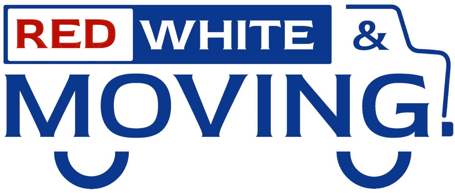 Red White and Moving LOGO words together form a box truck